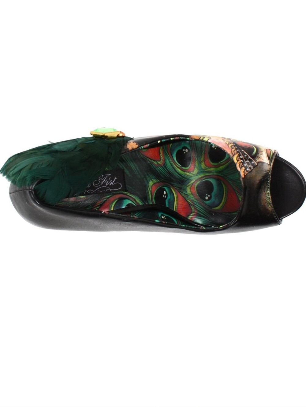 Iron Fist Vanity Fair Sugar Skull Feather Platform Heels Peep Toe Black Size 8 - Picture 7 of 16